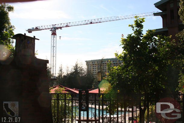 12.21.07 - The crane towers over the Hotel pool