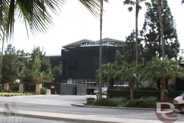 03.26.09 - A look from across the street.  You can see the underground parking entrance.. this will be used as the valet lot for the Grand Californian (no guest access)