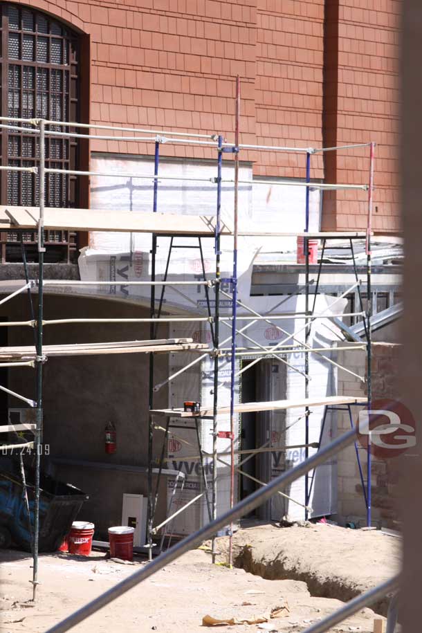 7.24.09 - The finishing touches are going on the entrance way to the valet parking area