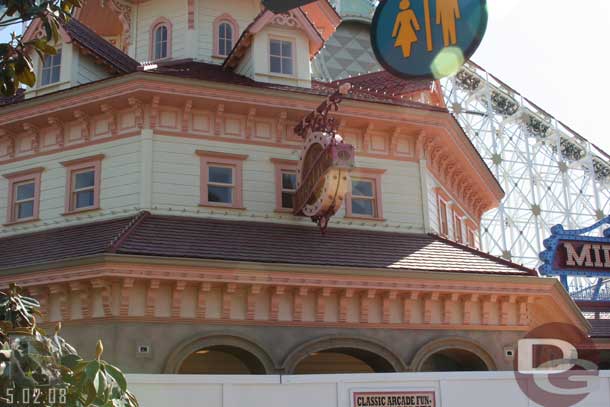 05.02.08 - A couple of the lights have been removed from the front of the building.