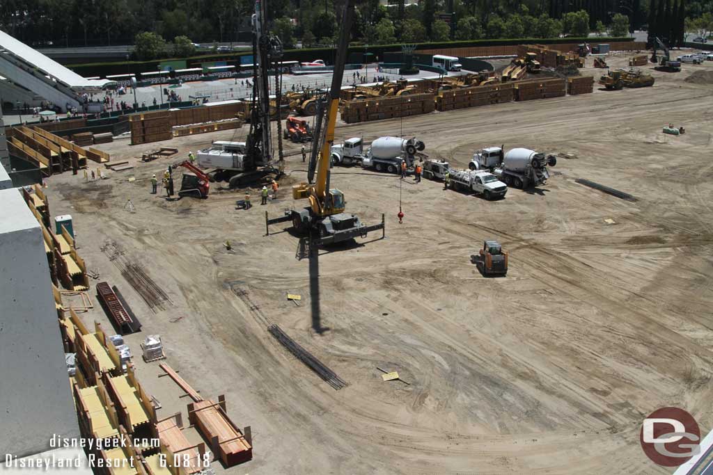 06.08.18 - Here you can see the drilling rig and crane that is being used to lower rebar into the holes.