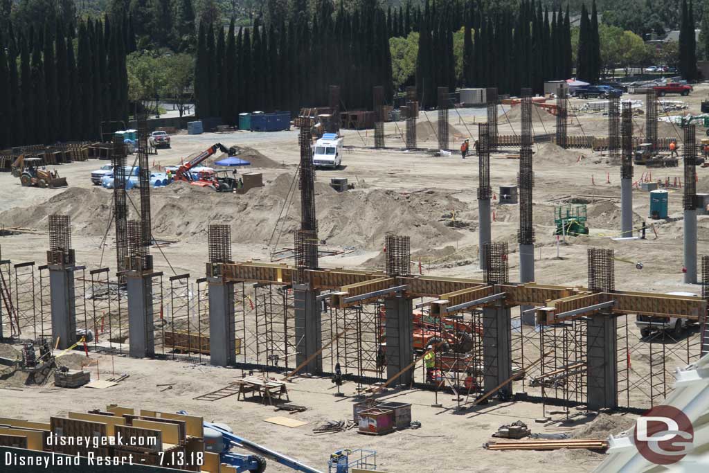 07.13.18 - Temporary support scaffolding as well as forms for the concrete floor supports are being set up.