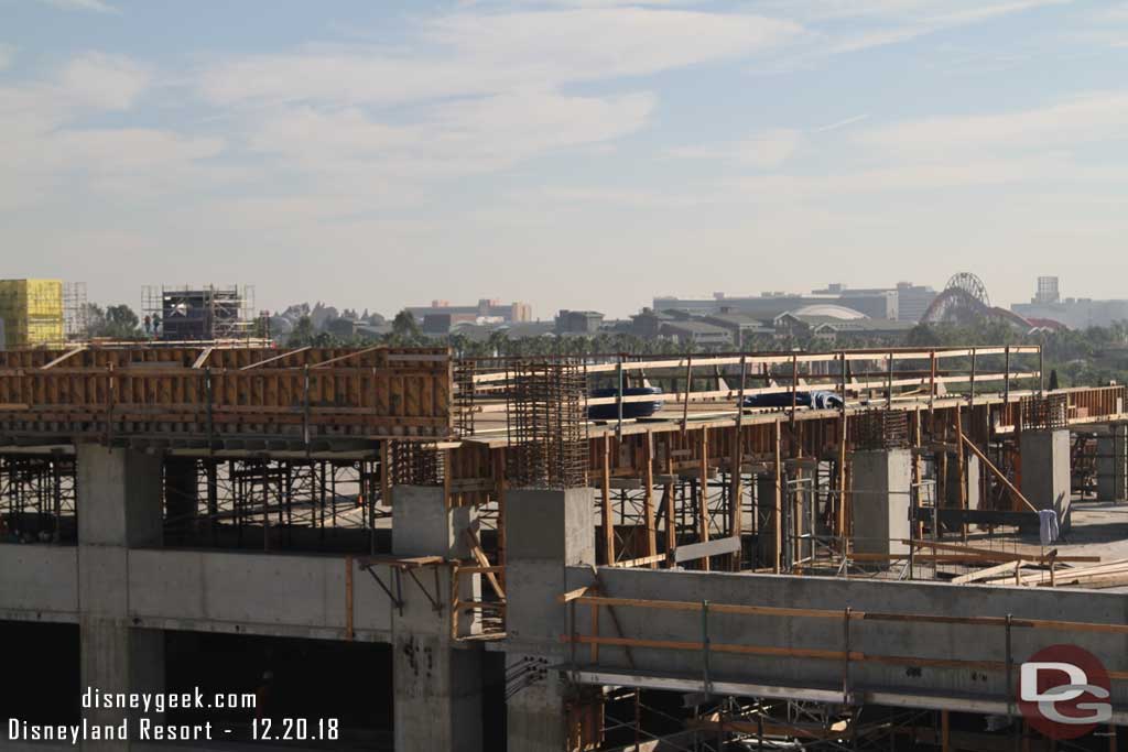 12.20.18 - The 6th floor/roof level forms are going up on the section closest to the tram stop & Mickey & Friends garage.