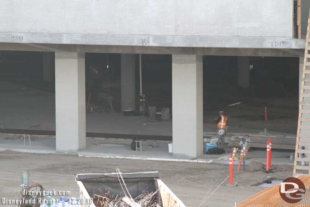 12.20.18 - Looking into the ground level concrete has not been poured in some areas and notice the raised strip just inside the support columns.