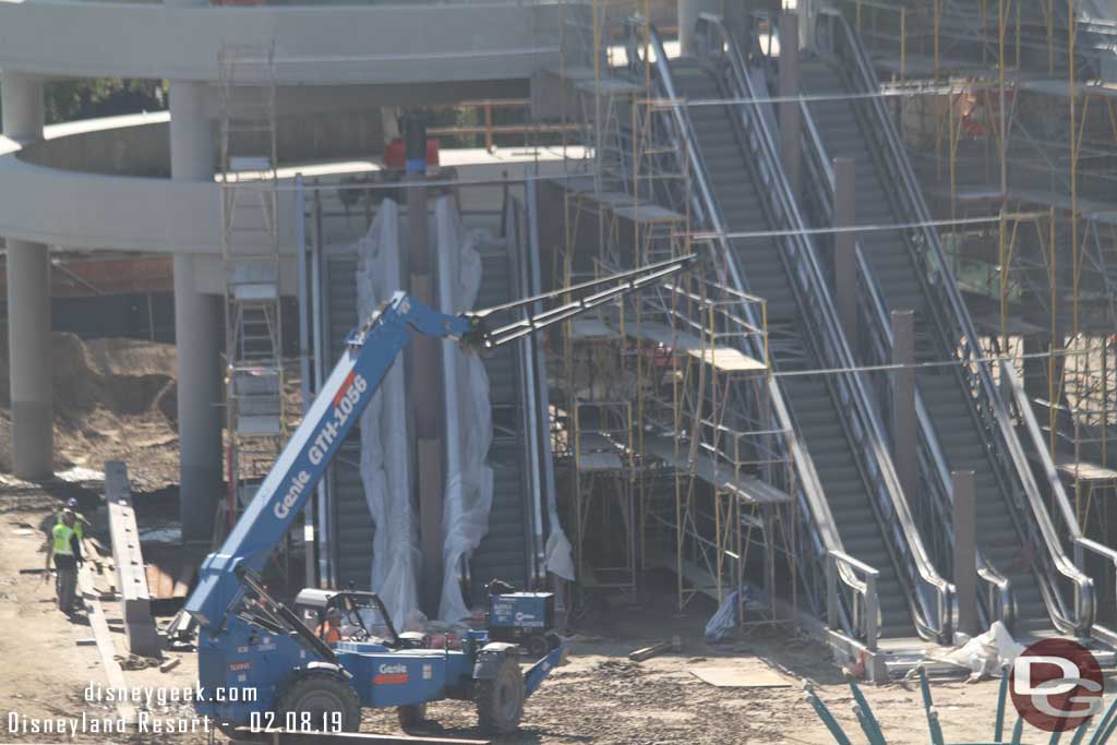 02.08.19 - Scaffolding is up around the escalators as work on the side panels and roof start. 