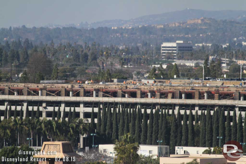 02.08.19 - Panning to the right you can see various stages of completion as we move toward the tram stop.  Looksl ike they poured concrete on a center section of the roof level today.