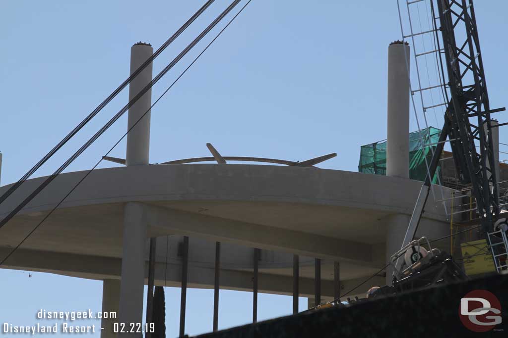 02.22.19 - Looking up at where the roof will attach.  A new metal framework is taking shape inside the circle.