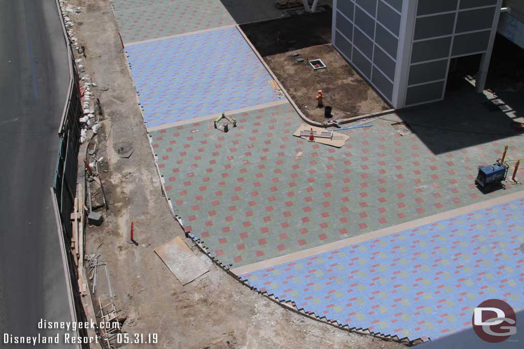 05.31.19 - This is interesting.  The pavers are on the concrete base in this section.  They are not cut so assuming they will continue on but over a compacted base vs the concrete (they used compacted base under the shade structure too).  The concrete base appears to be used for a driveway or added support for portions.