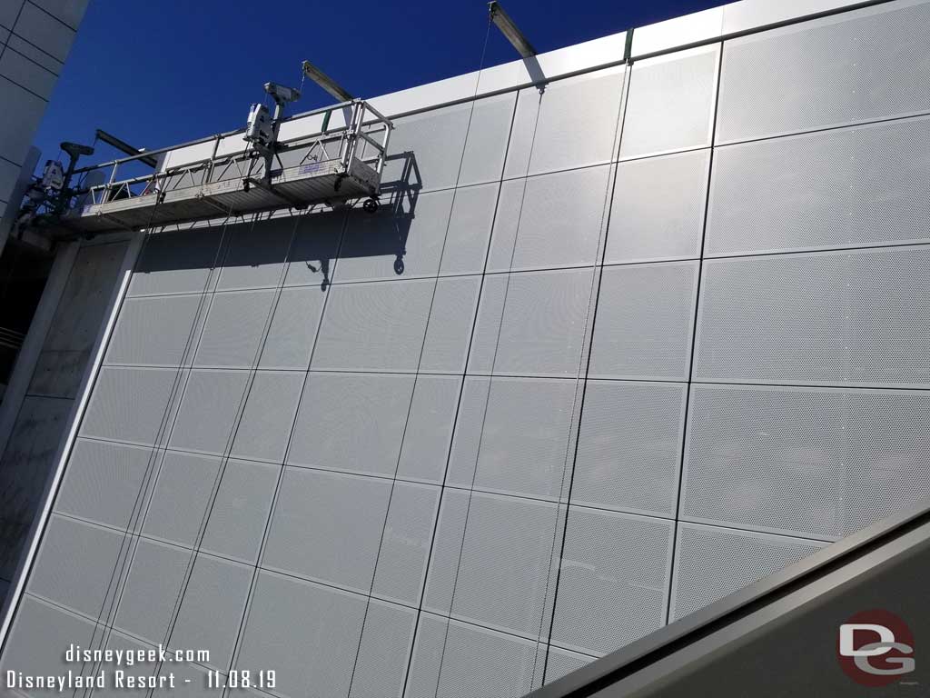 11.08.19 - Looking up at the recently completed metal mesh installation above the restrooms.