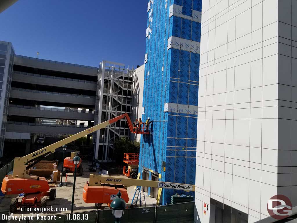 11.08.19 - Working on the exterior of the elevator shaft.