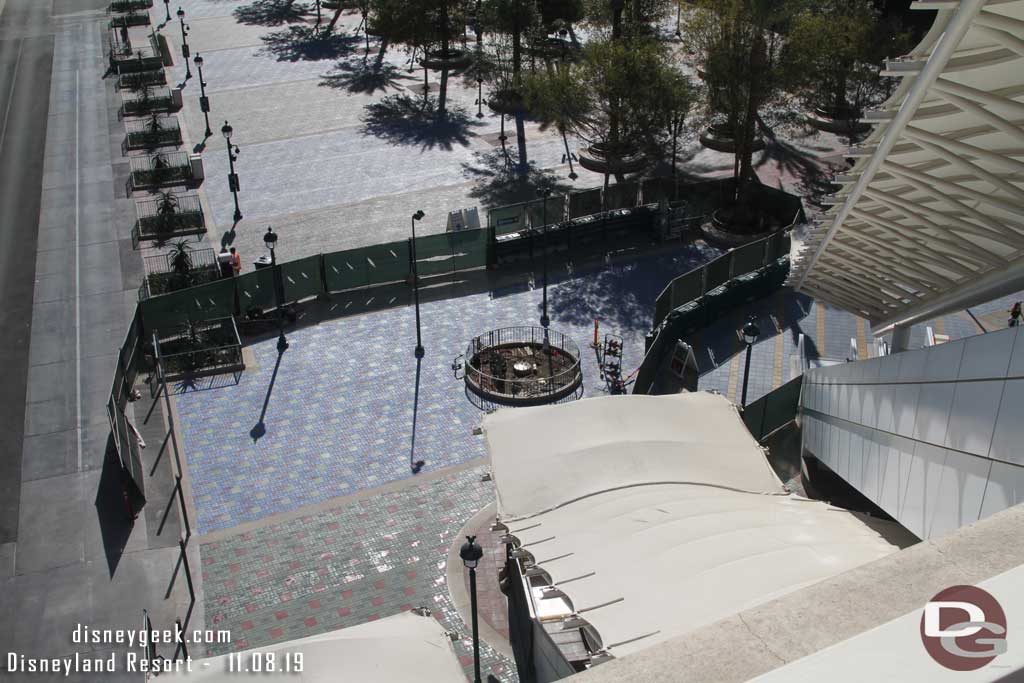 11.08.19 - The paver work looks to be just about complete in the tram plaza and finishing work on fencing and planters is underway.