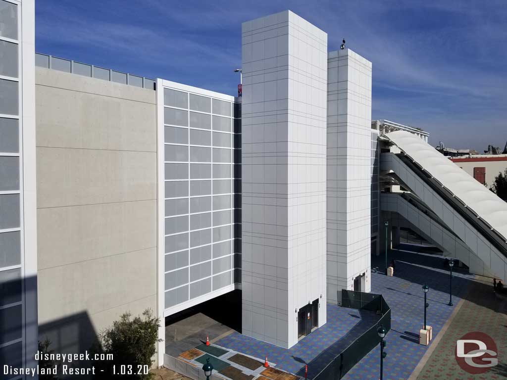 01.03.20 - The exterior of the new elevators looks complete and the new metal mesh on the structure and stairs too.