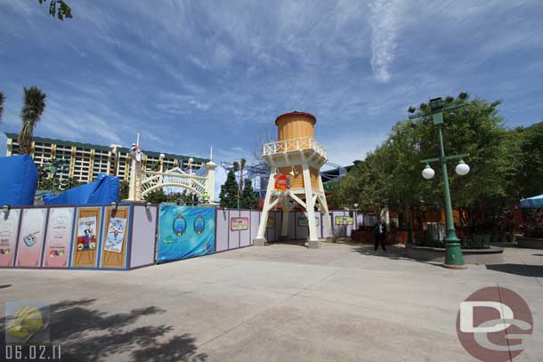 06.02.11 - The walls have been pushed back to the arch so Goofys Fastpass area, tower, and queue are outside of them.