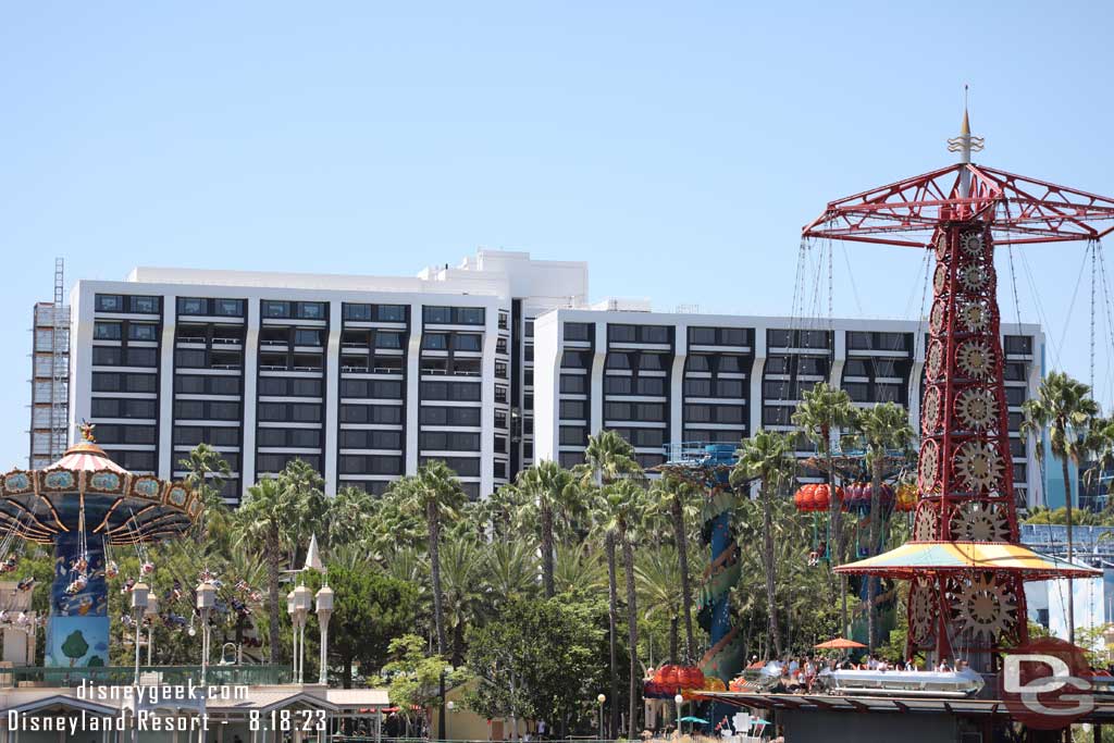 08.18.23 - Work on the upper floors of the hotel is ongoing. Several windows were out today.