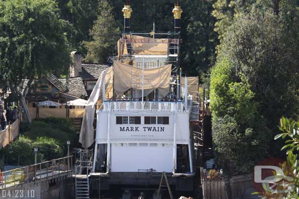 4.23.10 - Some of the scaffolding on the Mark Twain is down