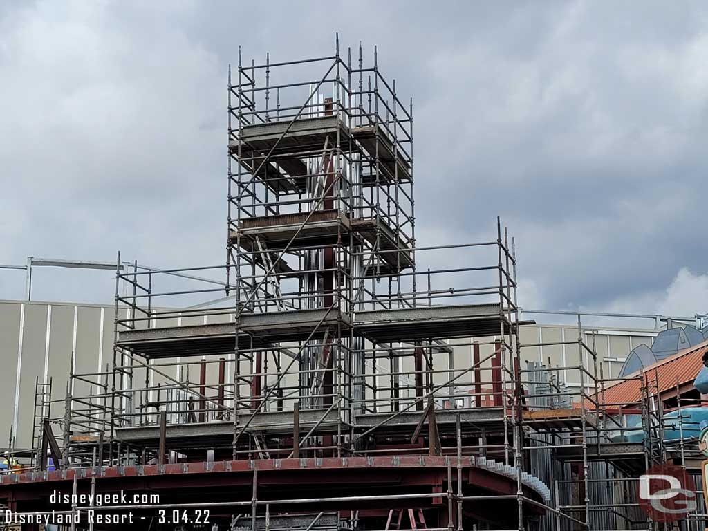 3.04.22 - Scaffolding has been added around the El Capitoon project as they are starting to frame in the building.