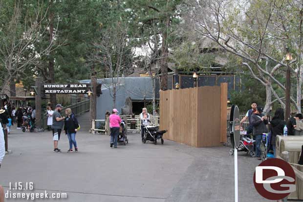 1.15.16 - Walls have gone up at the Hungry Bear on any part facing the River.  The location is still open and serving food.