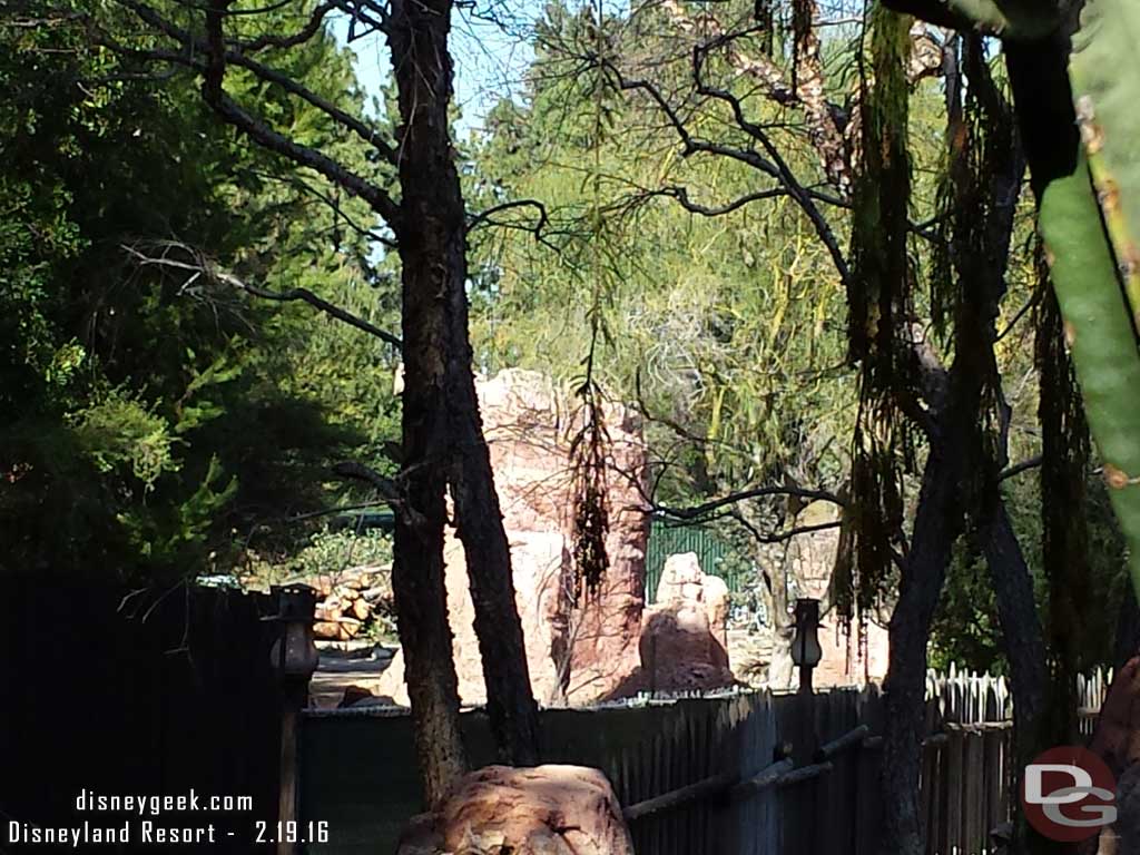 2.19.16 - The rockwork at the entrance to the Big Thunder Ranch area is all that is left.  Heard that was staying since it is left from the original Mine Train attraction.