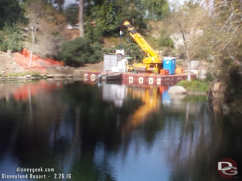 2.26.16 - From the Hungry Bear you can see a barge in the river, looks to be what is constructing the dams.