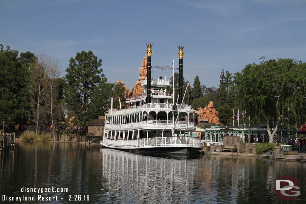 2.26.16 - Moving into the park now.  The Mark Twain sits in port and open.