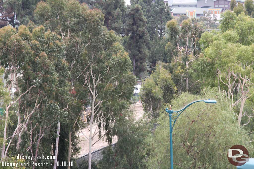 6.10.16 - You can see the bare dirt goes down a ways along the tramway.  They have removed all the buildings and the fenceline is just short of the emergency entrance gate along the tramway near Magic Way.