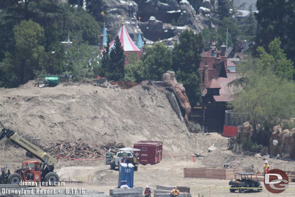 6.17.16 - Looking toward the Fantasyland gate.  Notice the ruble on the left that is what is left from the Skyway building.