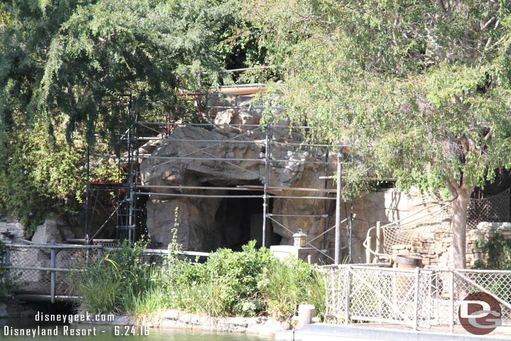 6.24.16 - Scaffolding up on the island as some rock work renovation is getting underway.