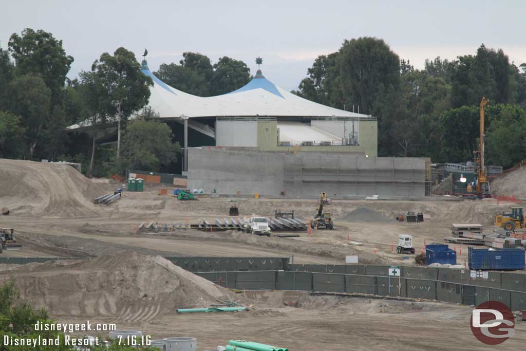 7.16.16 - These are still waiting installation near the center.  In the background the forms are down from the new wall.  And they are working on drilling holes to the right.