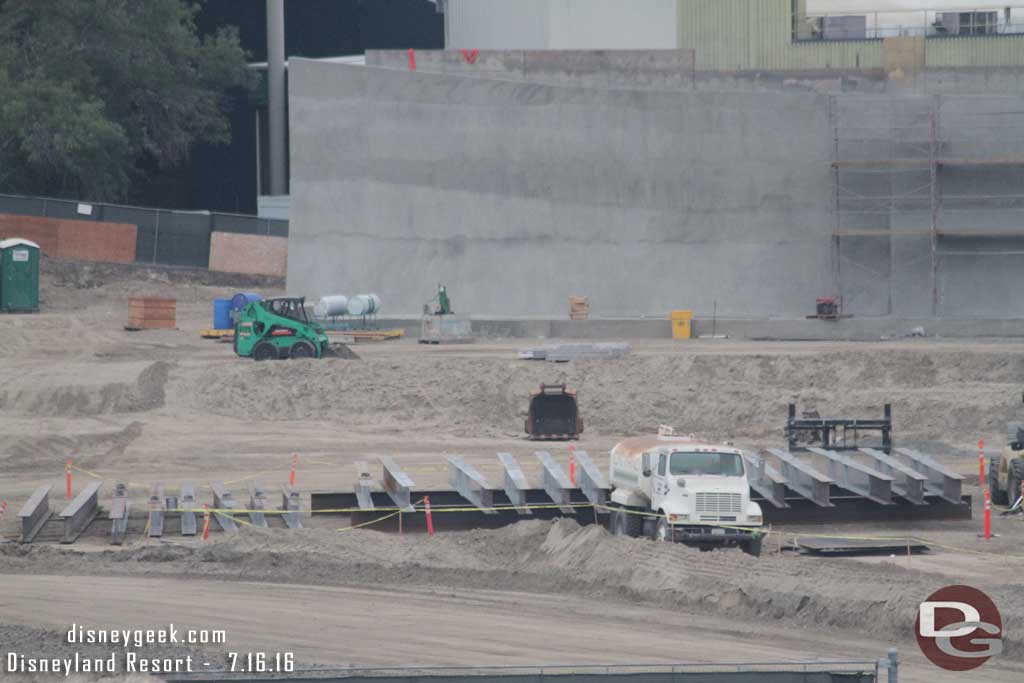 7.16.16 - Steel i-beams waiting to be installed.  Wonder if these are for the train shed/tunnel/building, the marina, the rockwork or something else... how is that for having no idea :)