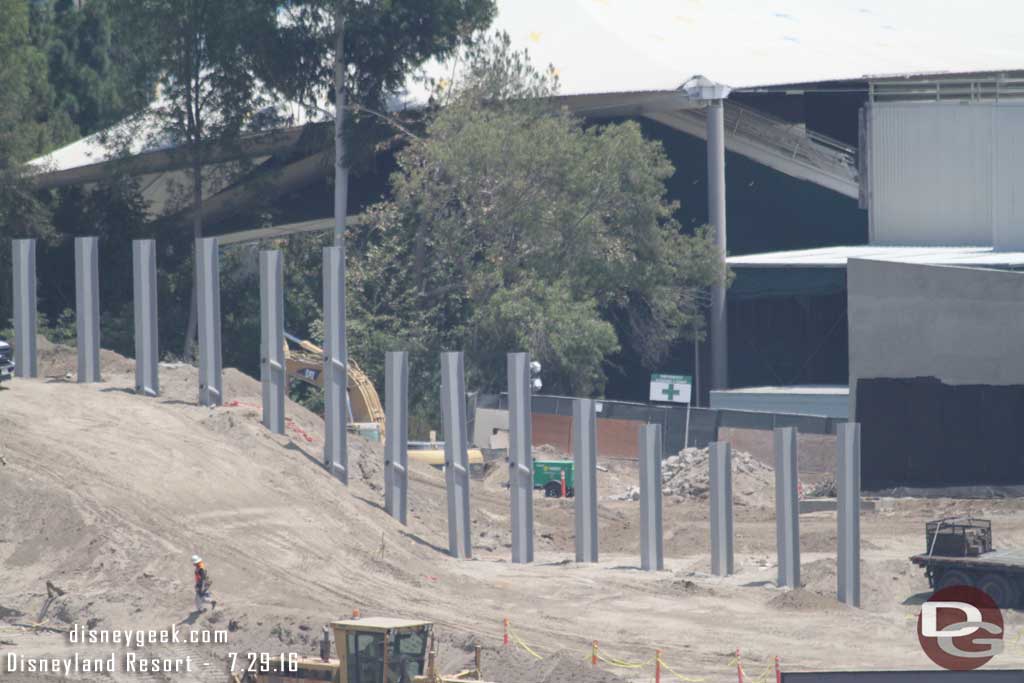 7.29.16 - Steel i-beams have been driven into place, guessing these beams are for rock work support