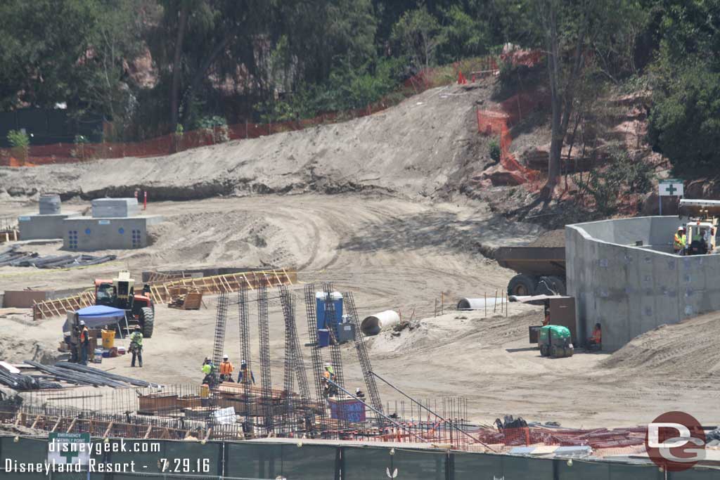 7.29.16 - Looks like the river is starting to take shape with the forms on the left forming on bank and the other being to the right of the outhouse.