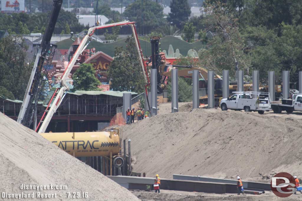 7.29.16 - Speaking of beams from this angle you can see them putting concrete into one of them and several more waiting to be installed.