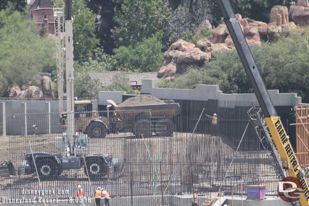 8.05.16 - Dirt being brought in and spread up against the walls by the Big Thunder Trail