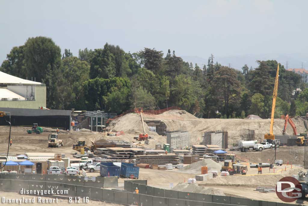 8.12.16 - Moving further to the right two walls have been created.  Looks like they are putting scaffolding between them so maybe this is an overpass point for a walkway