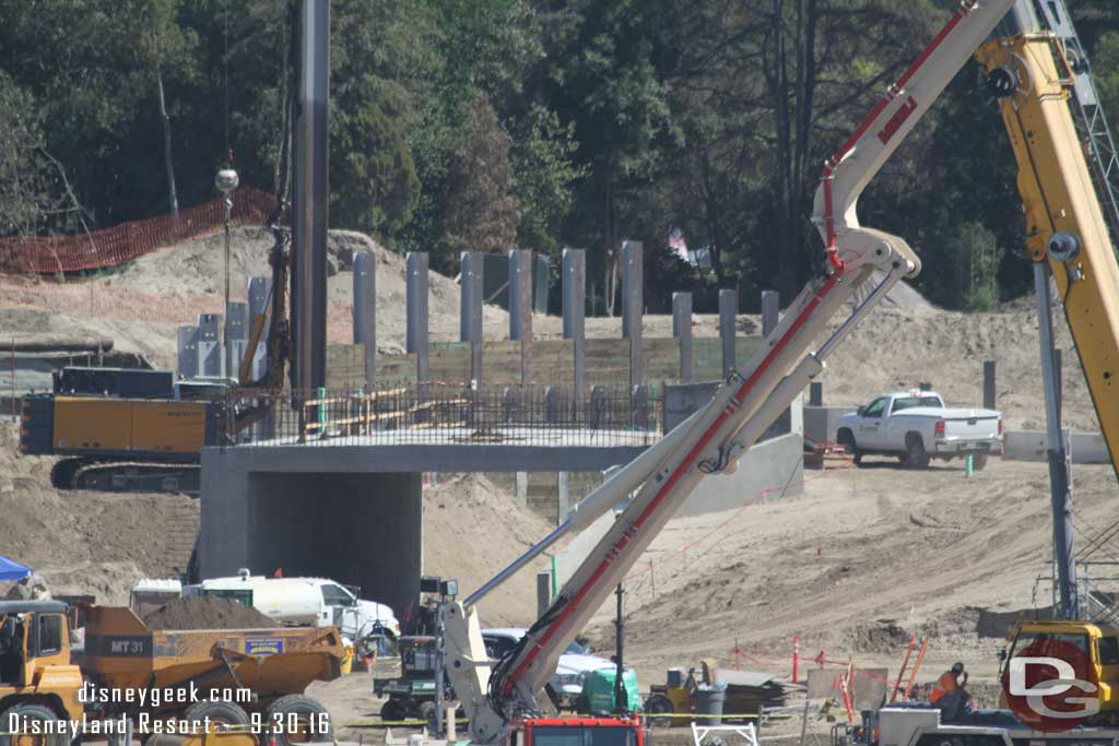 9.30.16 - Here is a closer look at the bridge toward Fantasyland. In the background is the new retaining wall for the former skyway hill.