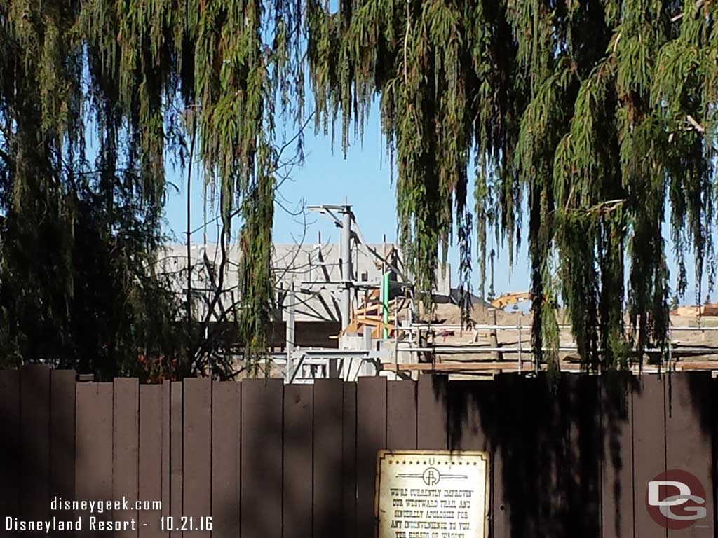 10.21.16 - Moving inside the park, a look from the Big Thunder Trail only this week, Critter Country was closed.  You can see steel for the rock work support is taking shape.