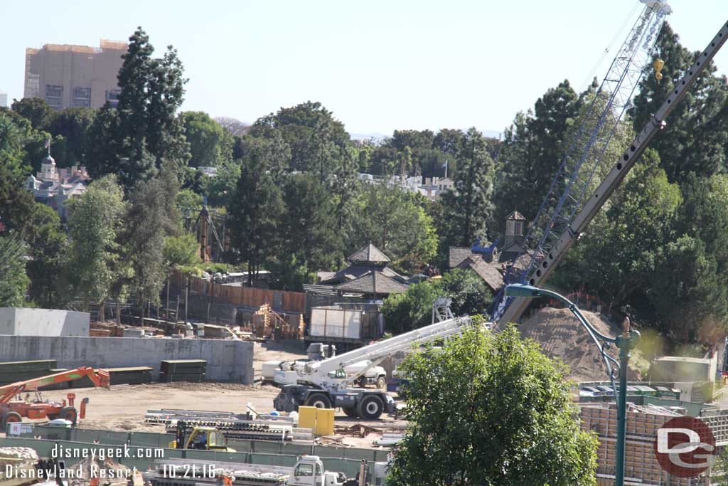 10.21.16 - Toward Critter Country some cranes in place.  They recently drove the large steel i-beams into the ground that we spotted.  They are used for retaining the dirt on the right of this shot.  So my original guess was wrong.