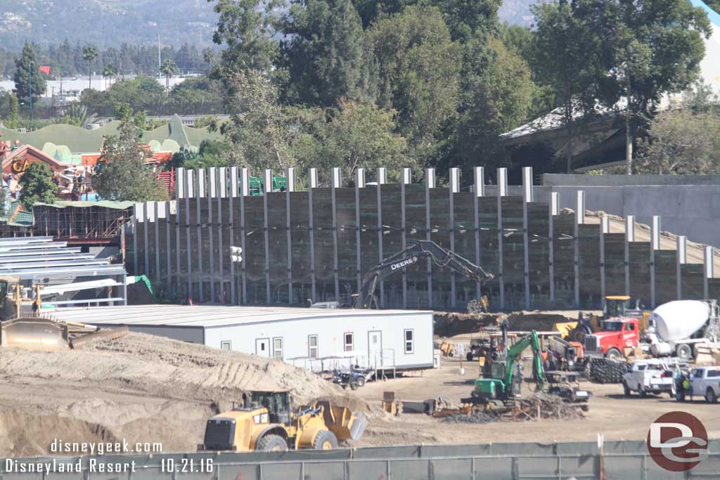 10.21.16 - Looks like they are almost to ground level near the large retaining wall.  That seems like it will be part of the noise buffer between Fantasyland and Star Wars.