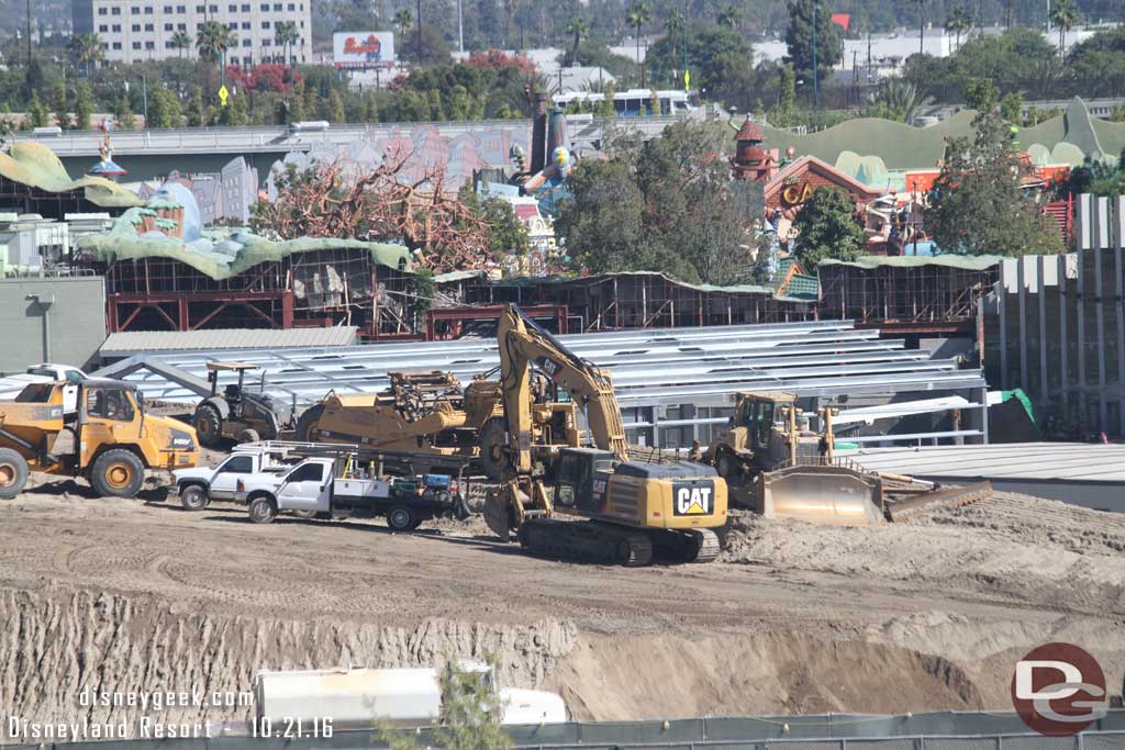 10.21.16 - A closer look at the steel frame that popped up beyond the dirt mound.  Guessing it is a backstage support building with the location.