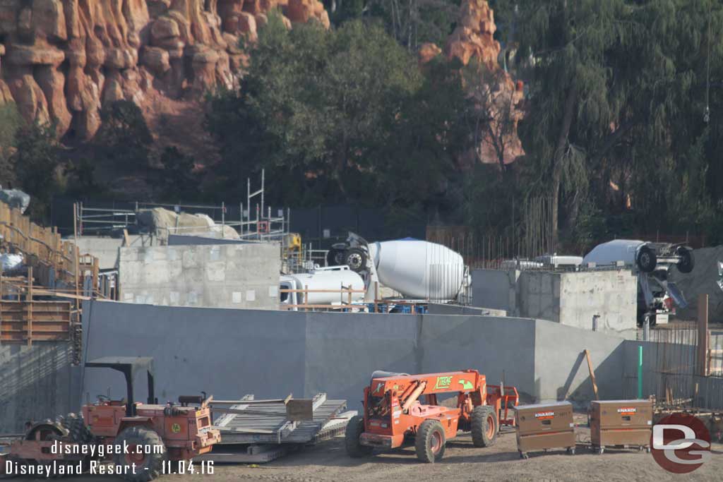 11.04.16 - A closer look at the cement trucks.  you can just make out the rock work over the wall on the left.