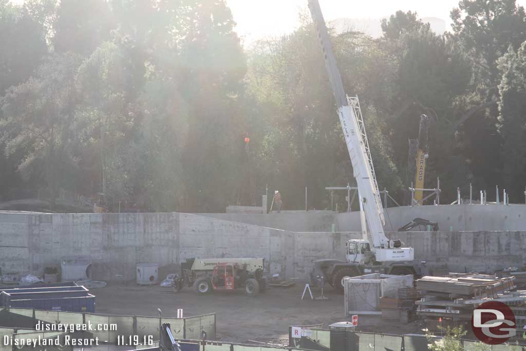 11.19.16 - You can see steel being installed on the concrete, the wire mesh for the rocks will attach to it.