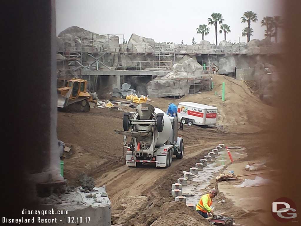 2.10.17 - In the riverbed footers for the rail are going in.  That shows the future path of the boats.