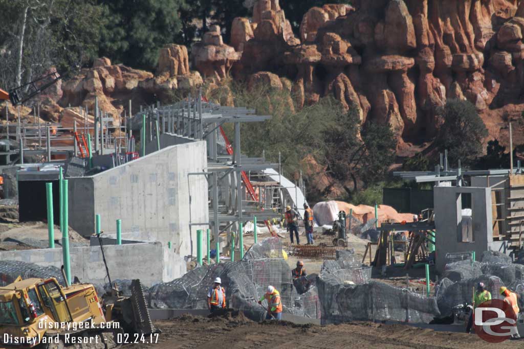 2.24.17 - Steel awaiting rock work on the Frontierland facing side.
