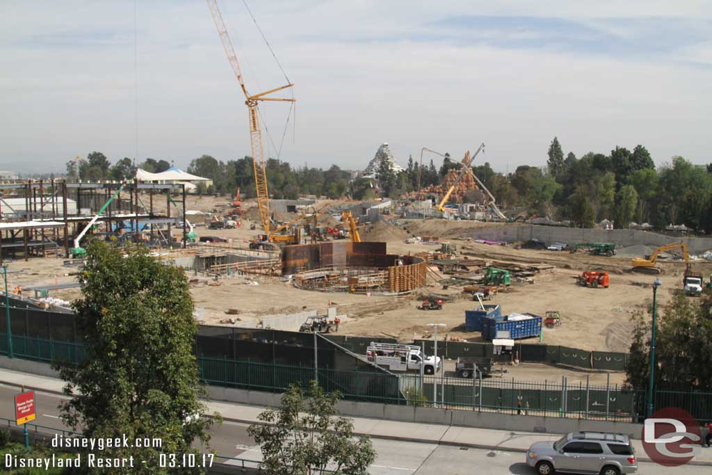 3.10.17 - The circular structure in the large show buliding has forms up for the first floor now.