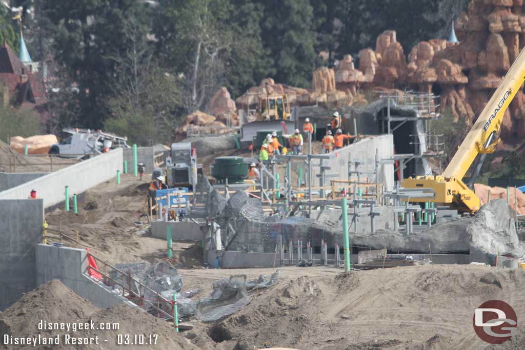 3.10.17 - A lot of activity on the roof of the marina.  Looks like they are preparing to plant trees on the left side and crews on the right were working on the rock work facing the river.