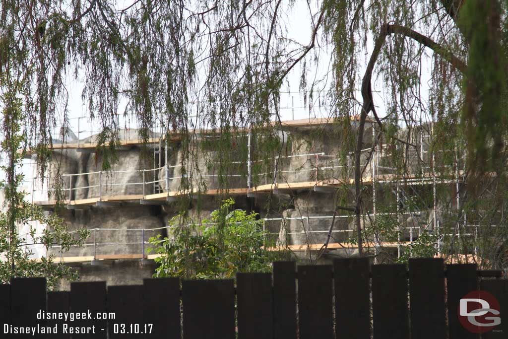 3.10.17 - Jumping into the park, from the Big Thunder Trail the rock work on the left has the initial coating of concrete on it now.