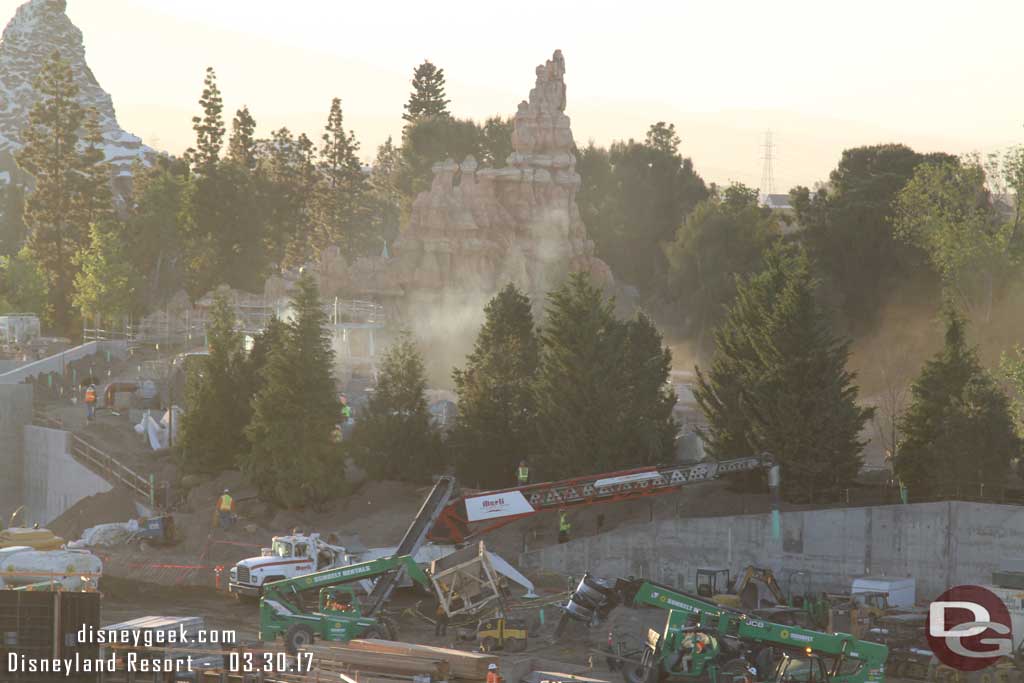 3.30.17 - Smoke/dust rising from the Rivers of America as work was underway this morning.