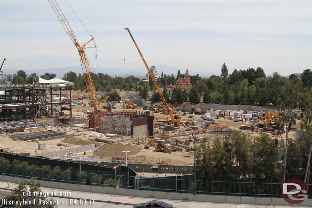 4.07.17 - The circular structure is rising to a second level and foundation work on the right.