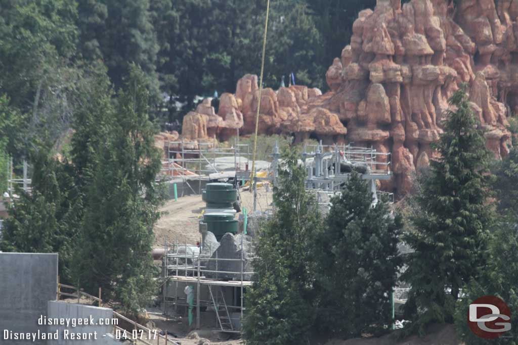 4.07.17 - Some rock formations taking shape to hide the pipe that we saw on the roof of the building last week.