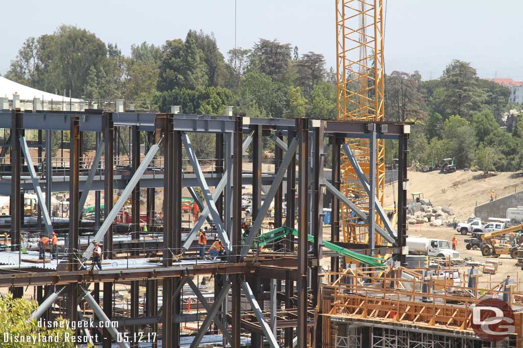 5.12.17 - The steel has reached the circular structure area. Rebar and forms are still being set up there.